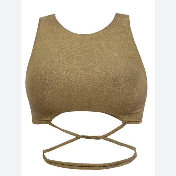 NWT PQ Swim Women's Bikini 2 Piece Gold Swimsuit Sz M - Picture 3 of 16